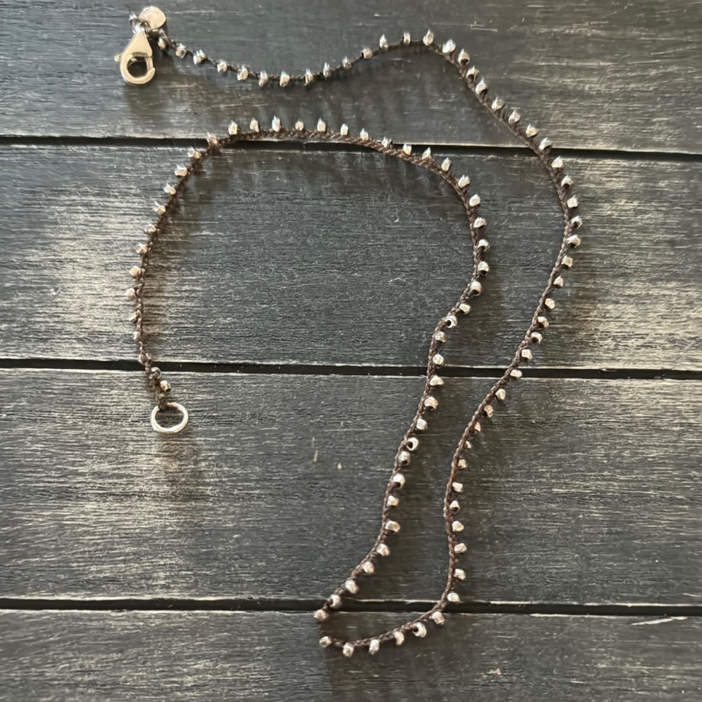 Silpada Silver Beaded Cord Necklace N2107 - Picture 4 of 10